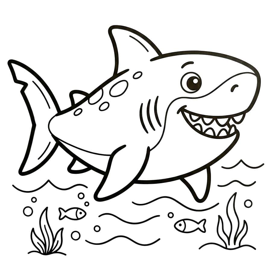 Fise de colorat cu Megalodon imprimabil pentru copii