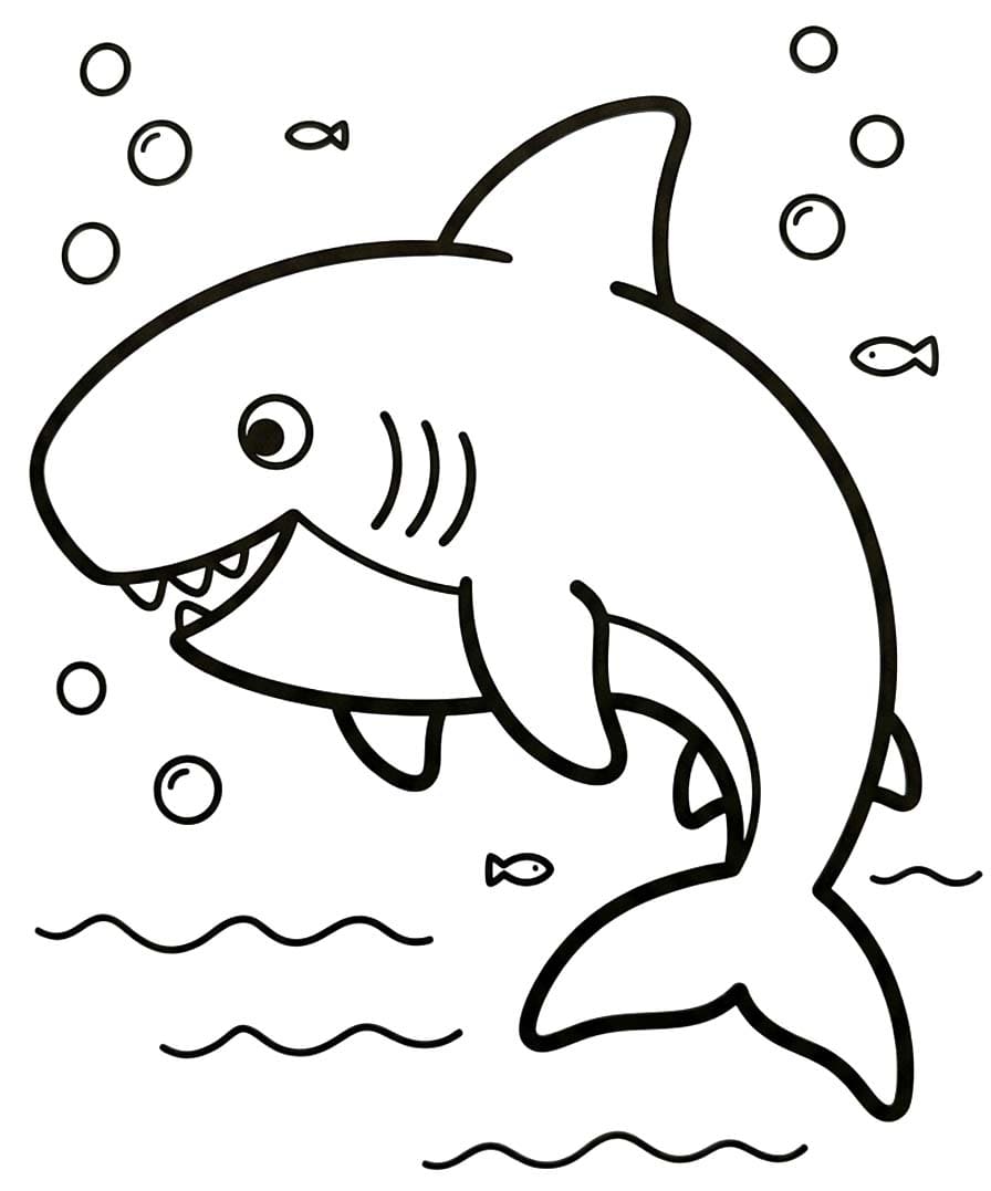 Fise de colorat cu Megalodon imprimabil simplu