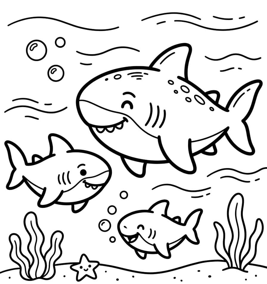 Fise de colorat cu Megalodon imprimabil uşor