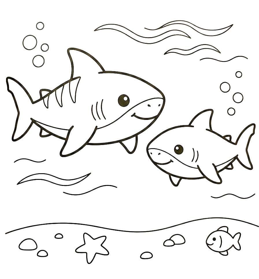 Fise de colorat cu Megalodon pentru copii