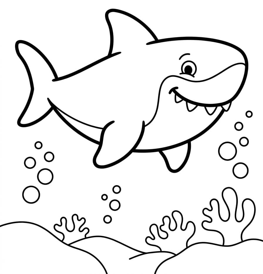 Fise de colorat cu Megalodon simplu la copii