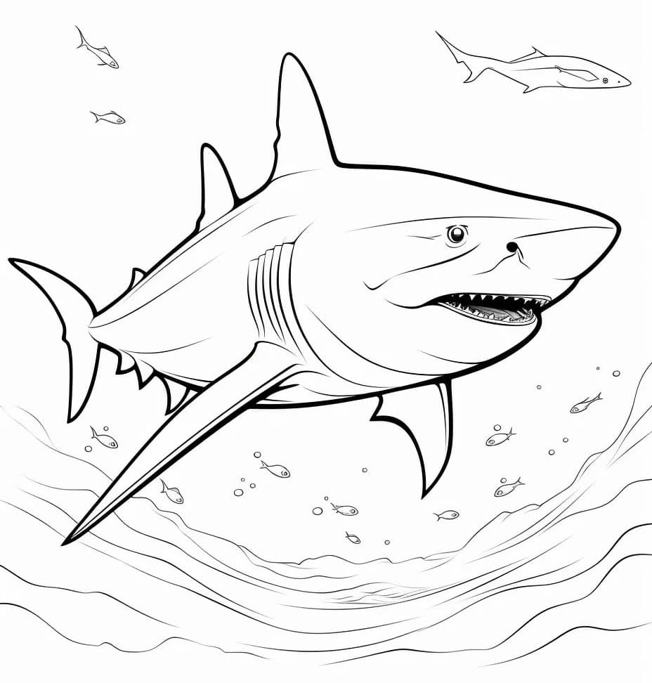 Fise de colorat cu Megalodon uşor la copii
