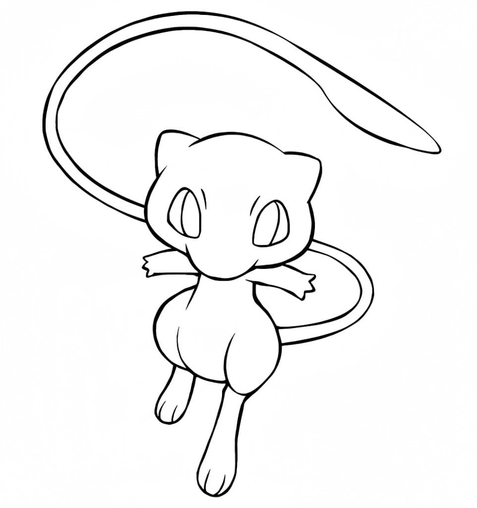 Fise de colorat cu Mew gratuit bazic