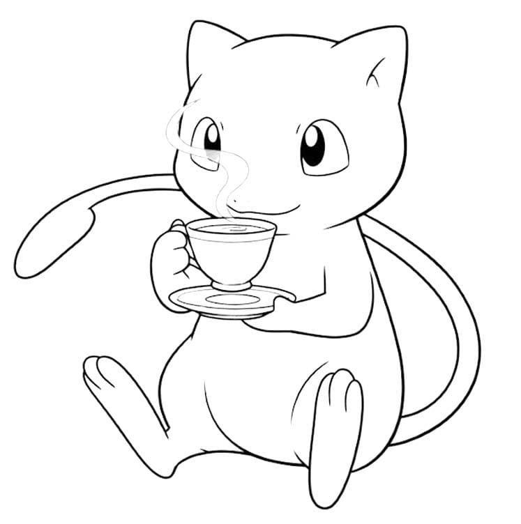 Fise de colorat cu Mew gratuit simplu