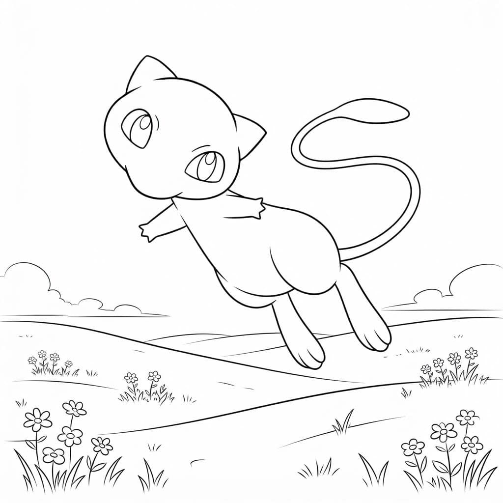 Fise de colorat cu Mew
