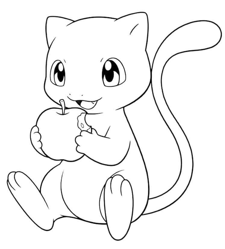 Fise de colorat cu Mew imprimabil gratuit simplu