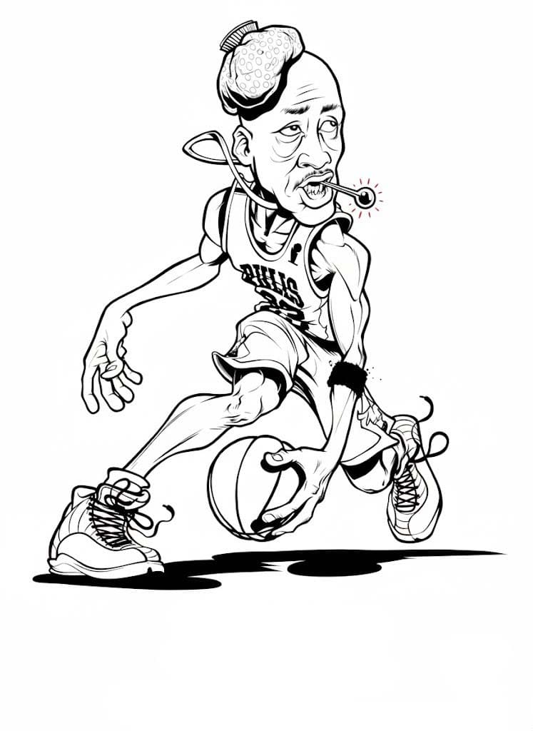 Fise de colorat cu Michael Jordan gratuit bazic