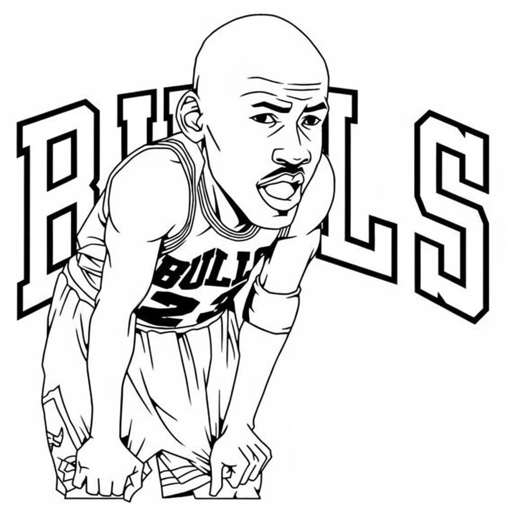 Fise de colorat cu Michael Jordan gratuit pentru copii