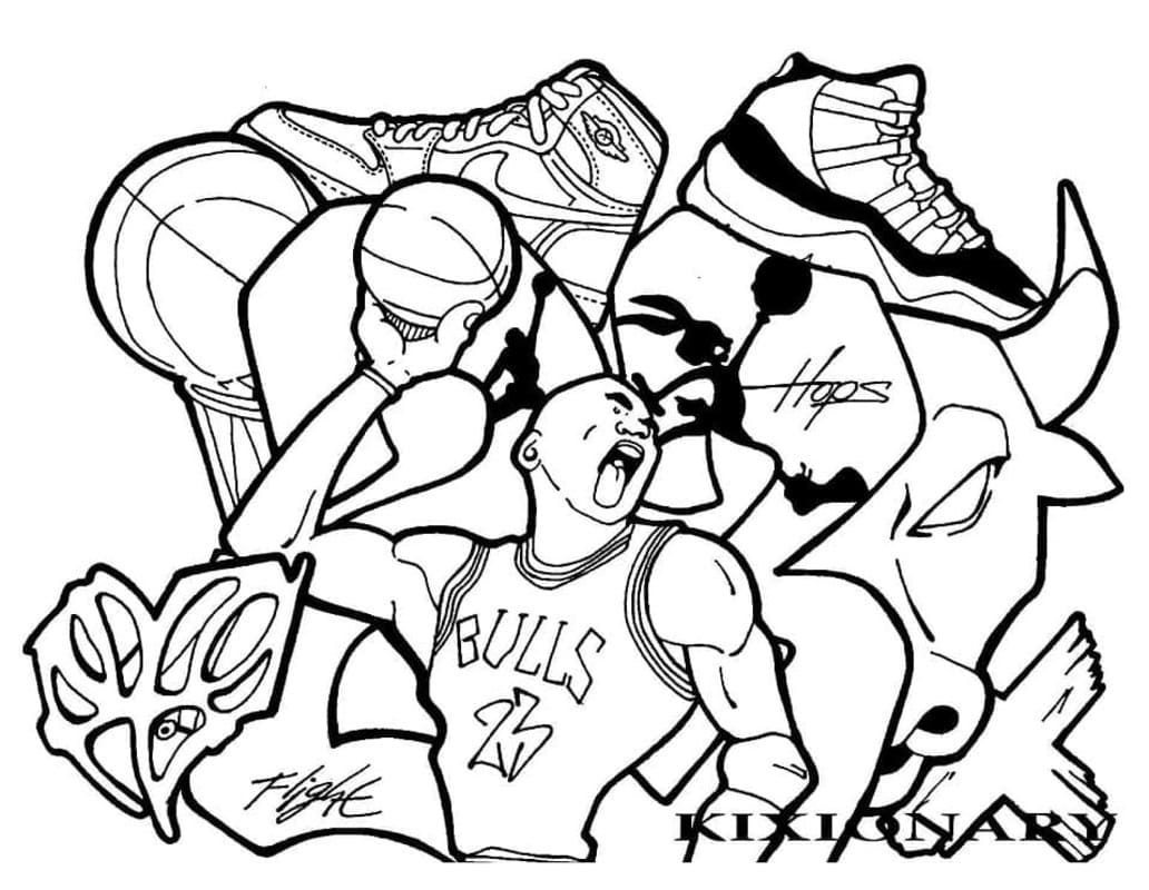Fise de colorat cu Michael Jordan gratuit simplu