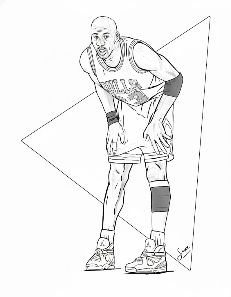 Fise de colorat cu Michael Jordan imprimabil bazic