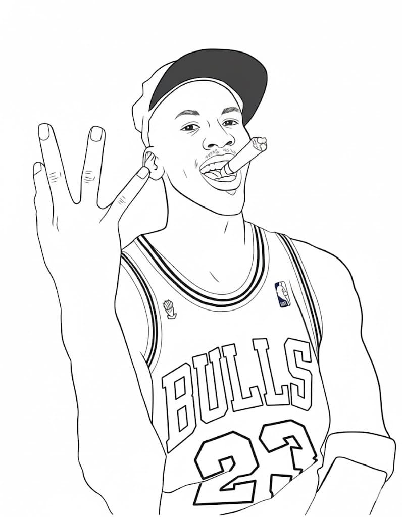Fise de colorat cu Michael Jordan imprimabil gratuit bazic