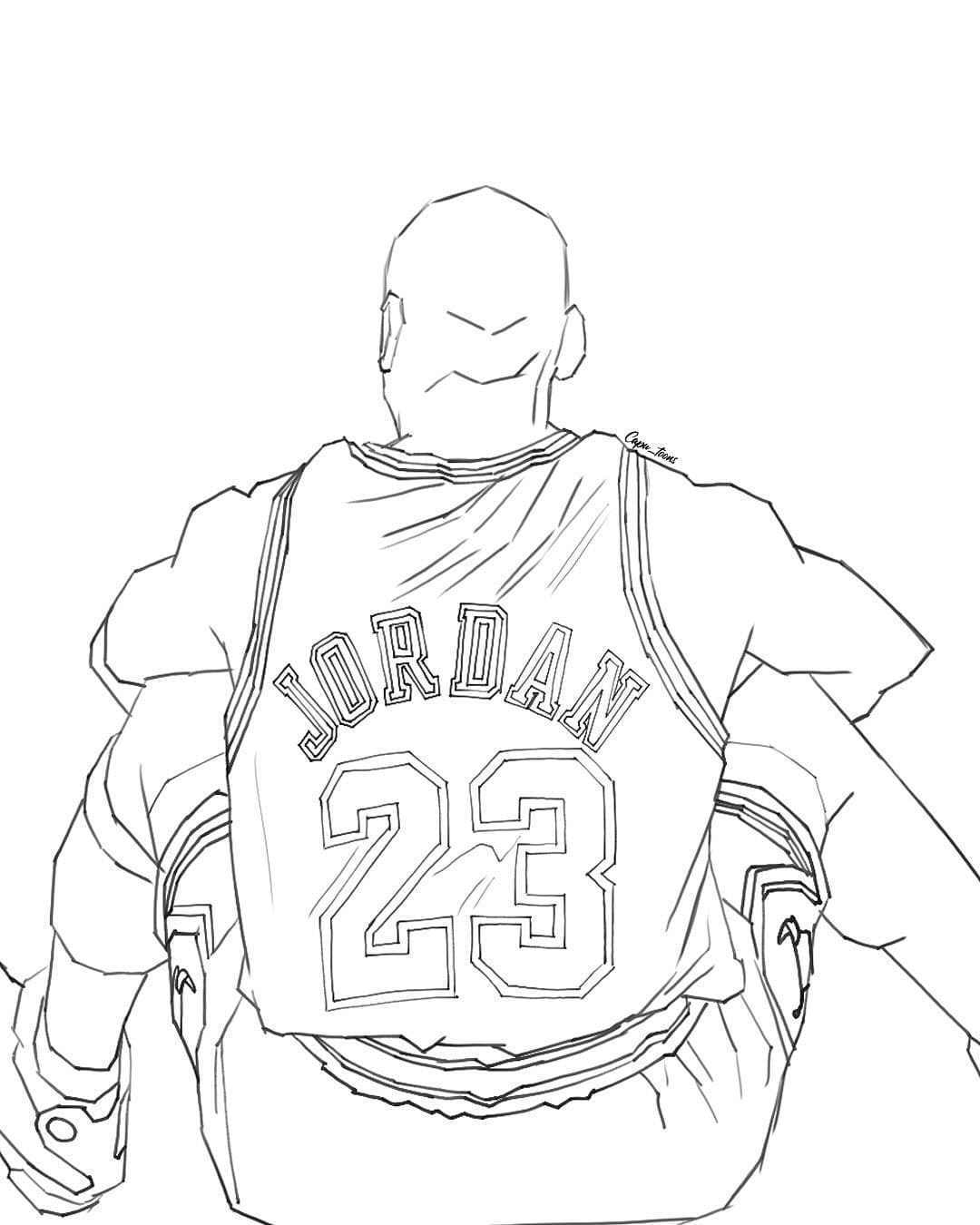 Fise de colorat cu Michael Jordan imprimabil gratuit pentru copii