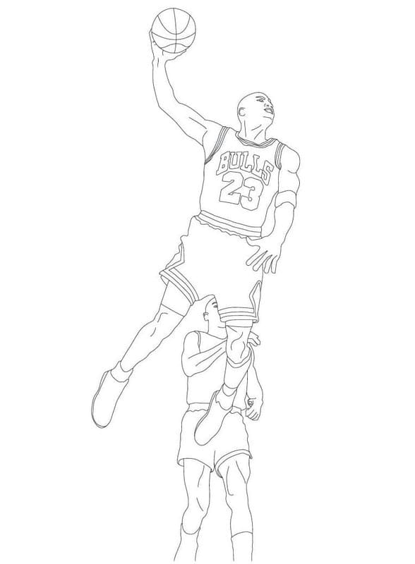 Fise de colorat cu Michael Jordan imprimabil gratuit uşor