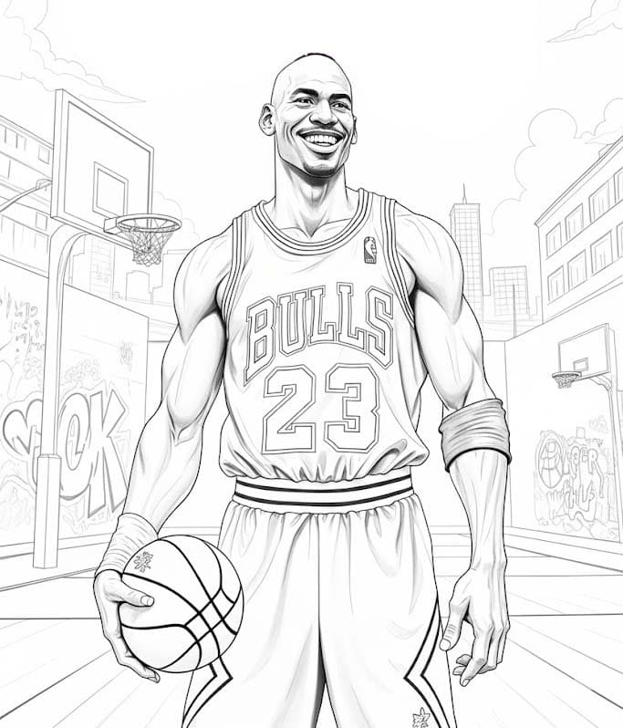 Fise de colorat cu Michael Jordan imprimabil gratuit