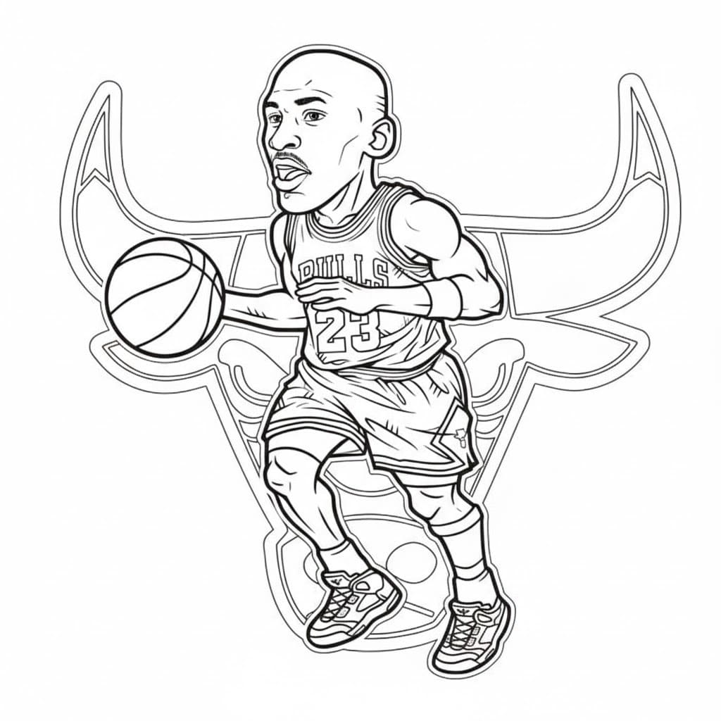 Fise de colorat cu Michael Jordan imprimabil pentru copii