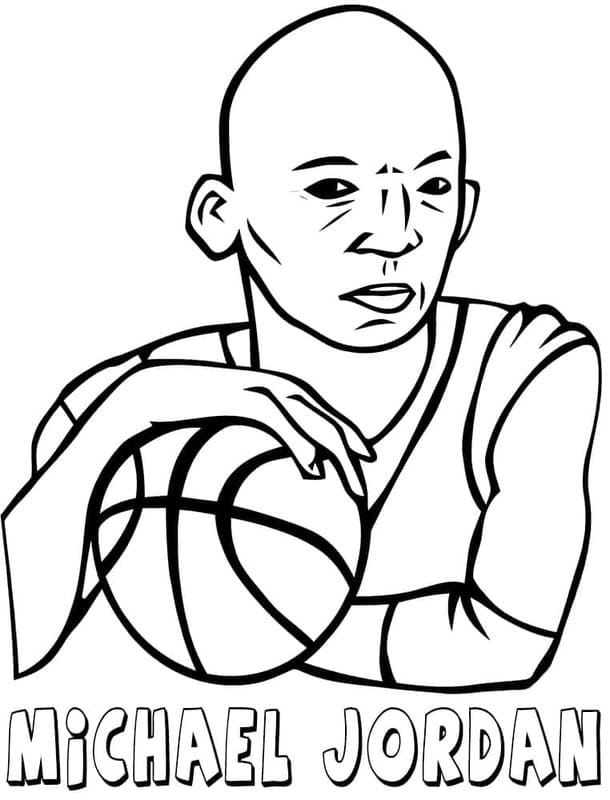 Fise de colorat cu Michael Jordan simplu la copii