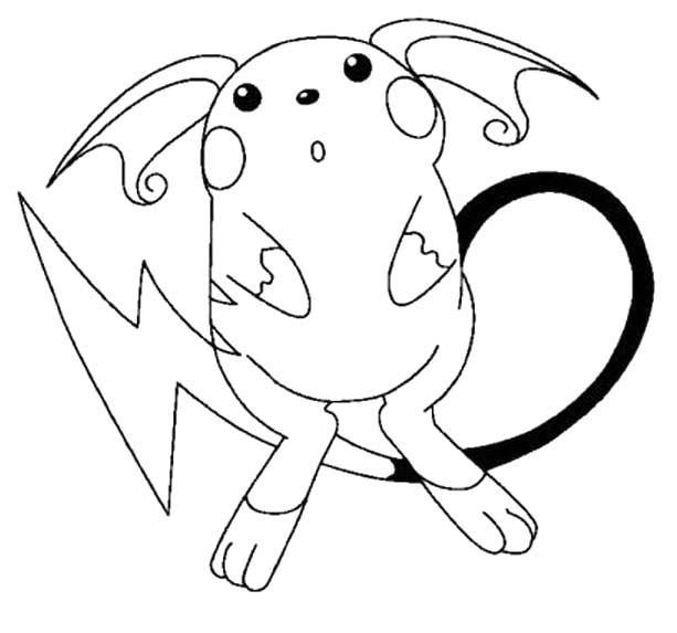 Fise de colorat cu Raichu gratuit simplu