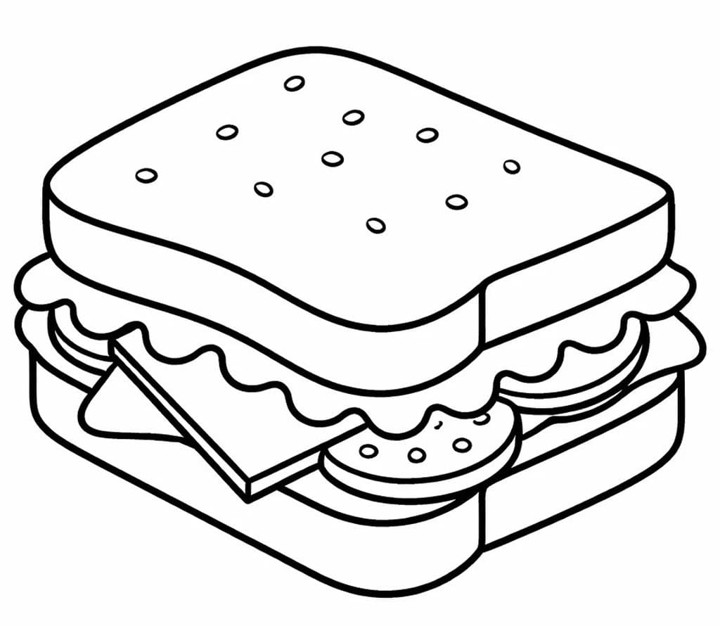 Fise de colorat cu Sandwich gratuit pentru copii
