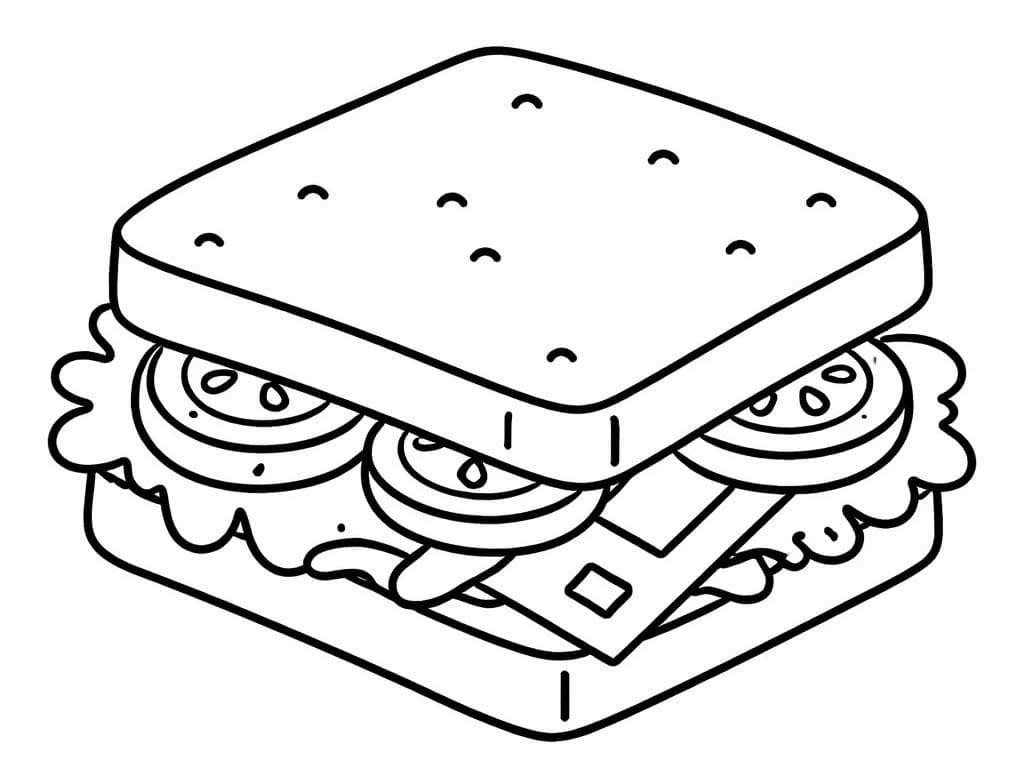 Fise de colorat cu Sandwich gratuit simplu