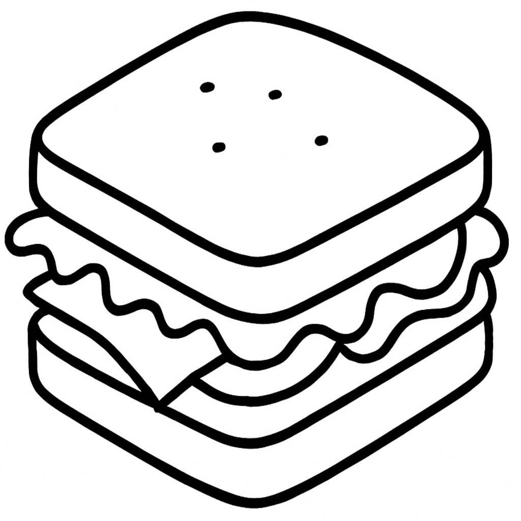 Fise de colorat cu Sandwich gratuit uşor