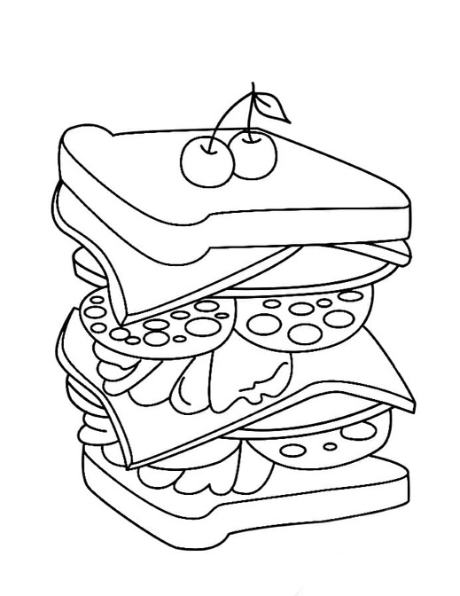 Fise de colorat cu Sandwich imprimabil bazic