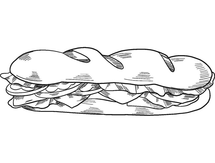 Fise de colorat cu Sandwich imprimabil gratuit pentru copii