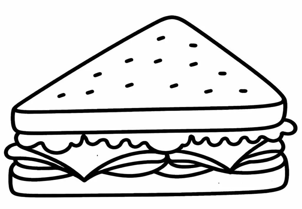 Fise de colorat cu Sandwich imprimabil gratuit simplu