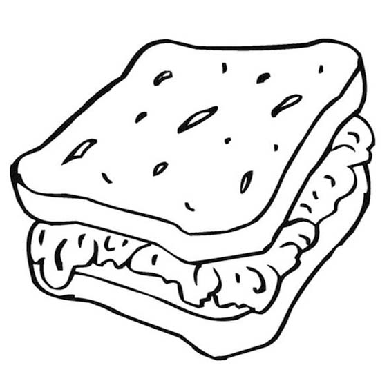 Fise de colorat cu Sandwich imprimabil gratuit uşor