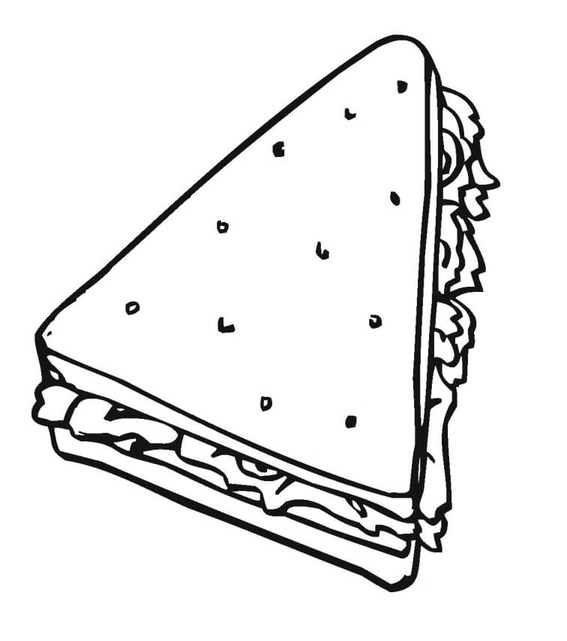 Fise de colorat cu Sandwich simplu la copii