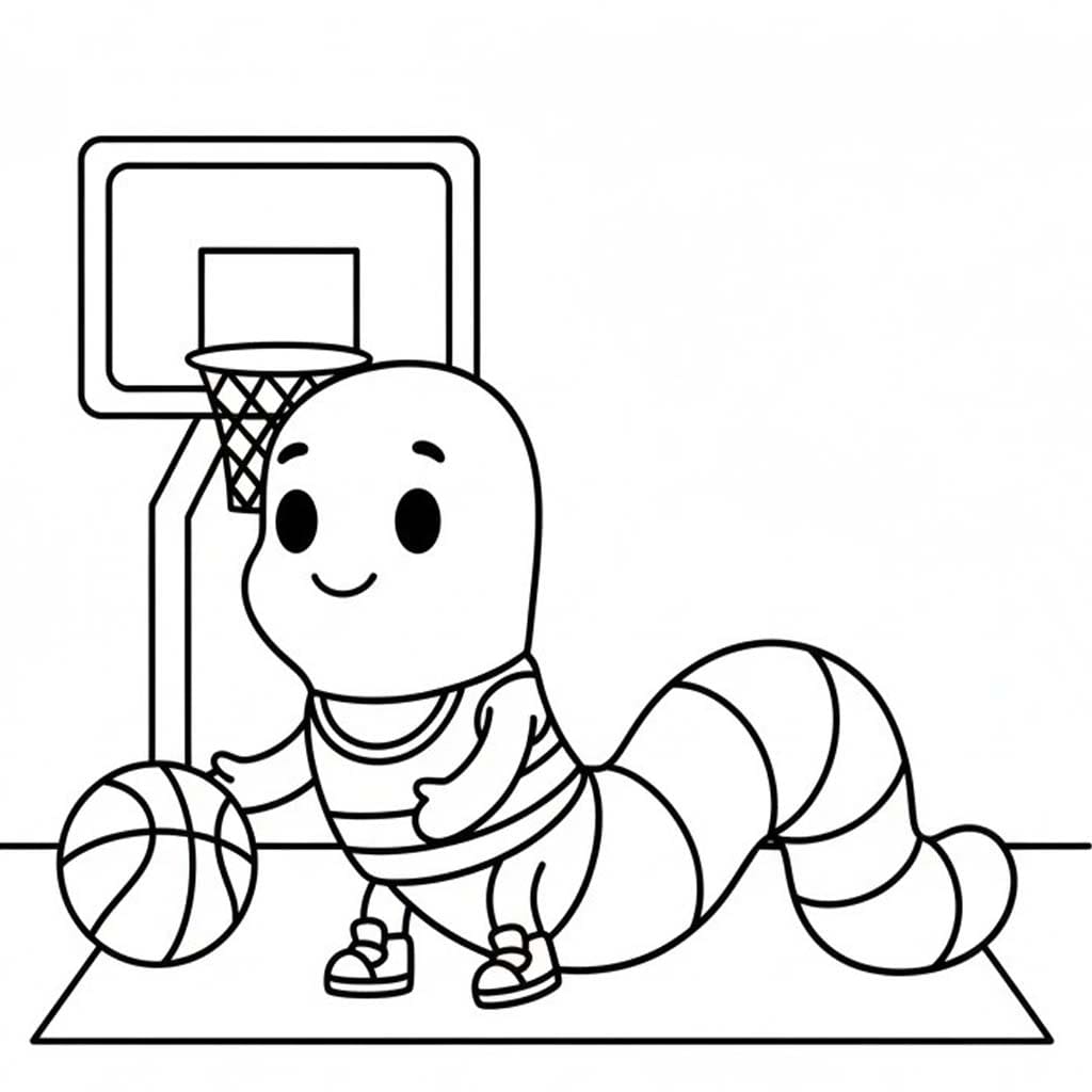 Fise de colorat cu Vierme uşor la copii