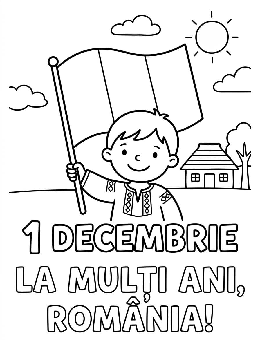 Fise de colorat cu Ziua Națională gratuit uşor