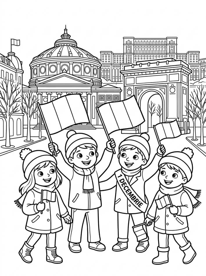 Fise de colorat cu Ziua Națională gratuit