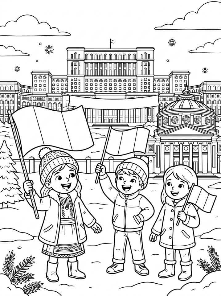 Fise de colorat cu Ziua Națională imprimabil gratuit pentru copii