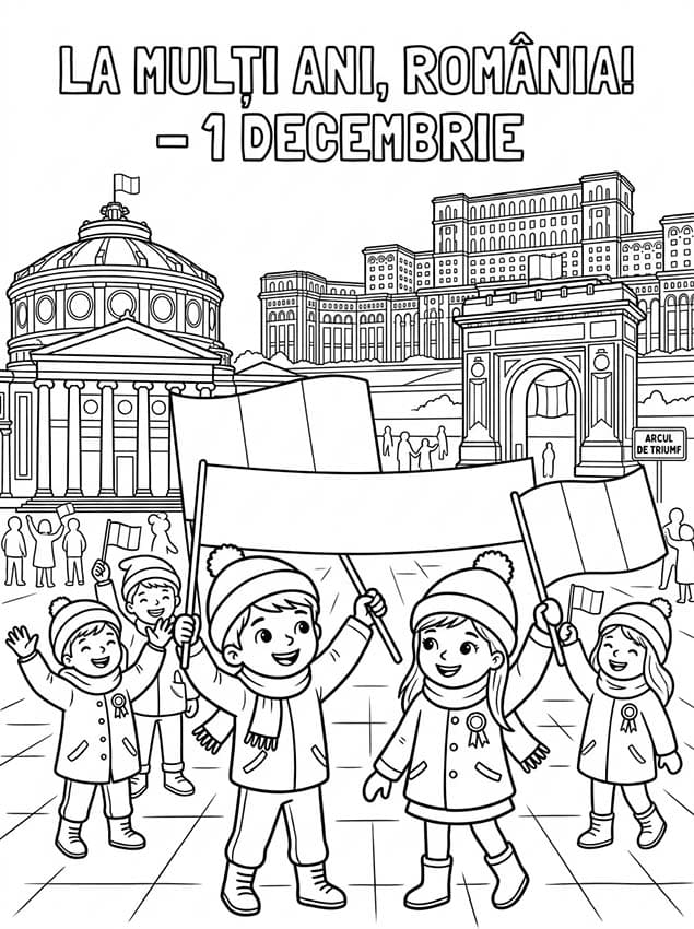 Fise de colorat cu Ziua Națională pentru copii