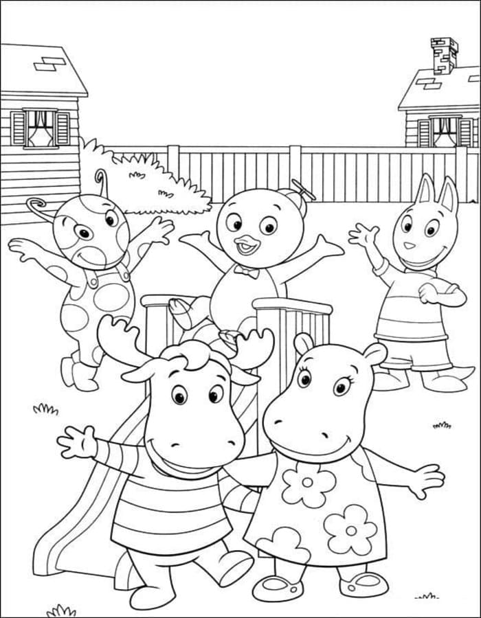 Fise de colorat cu Backyardigans simplu la copii
