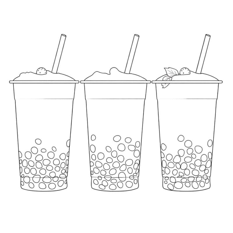 Fise de colorat cu Bubble Tea gratuit uşor