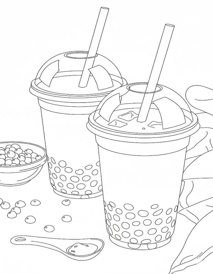 Fise de colorat cu Bubble Tea gratuit