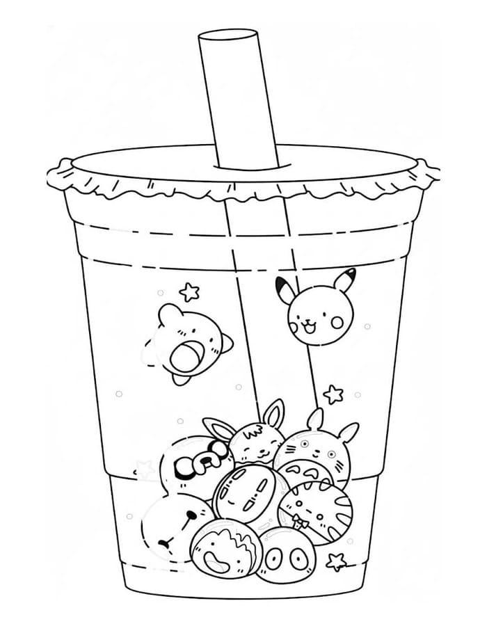 Fise de colorat cu Bubble Tea imprimabil gratuit bazic