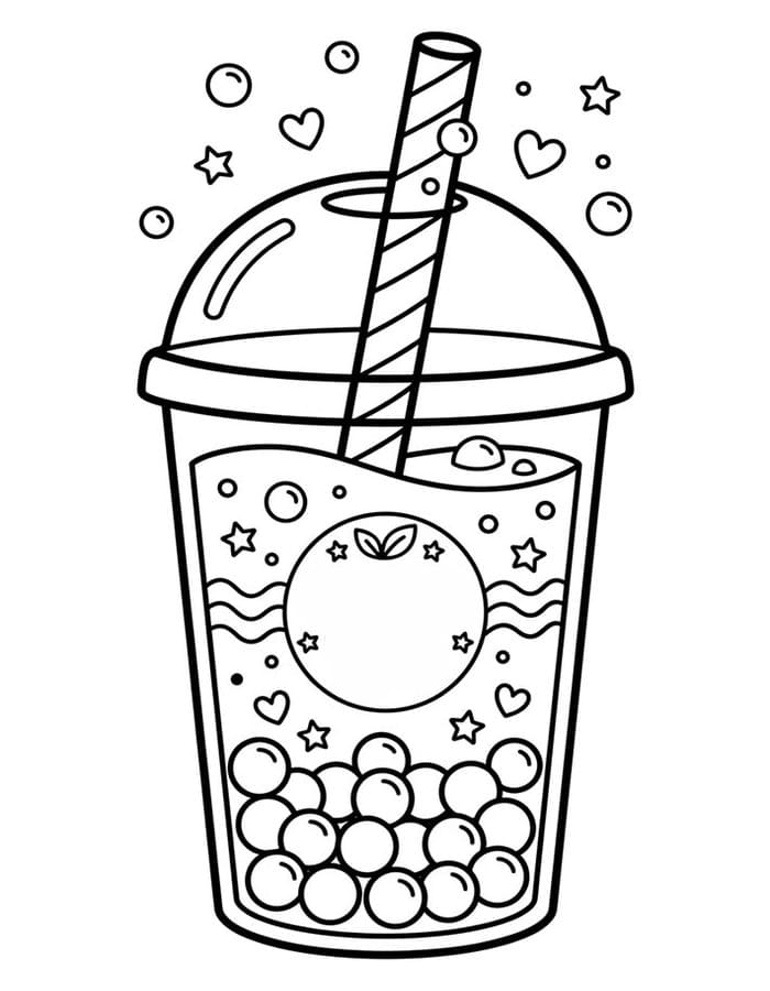 Fise de colorat cu Bubble Tea imprimabil gratuit pentru copii