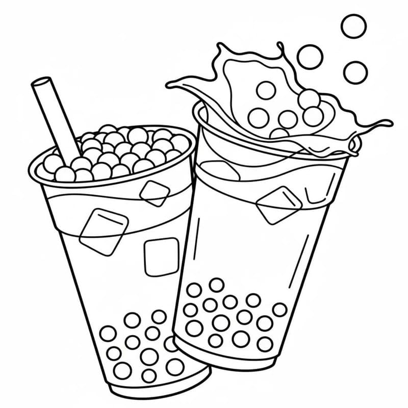 Fise de colorat cu Bubble Tea pentru copii