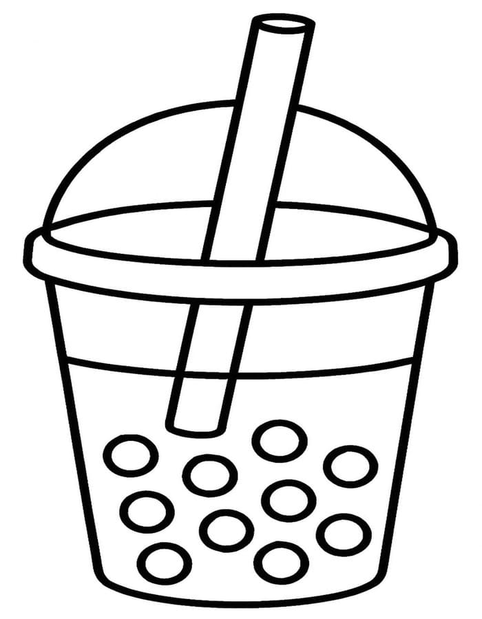 Fise de colorat cu Bubble Tea simplu la copii