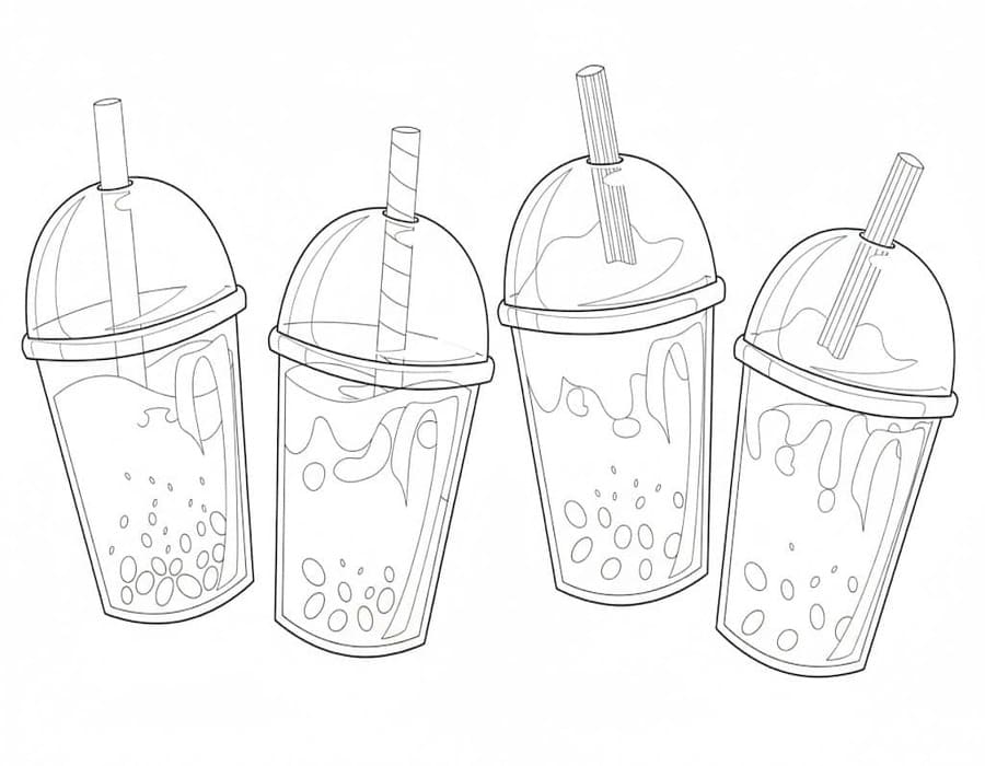 Fise de colorat cu Desenează Bubble Tea gratuit bazic