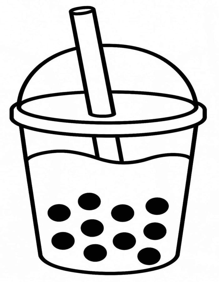 Fise de colorat cu Desenează Bubble Tea gratuit simplu