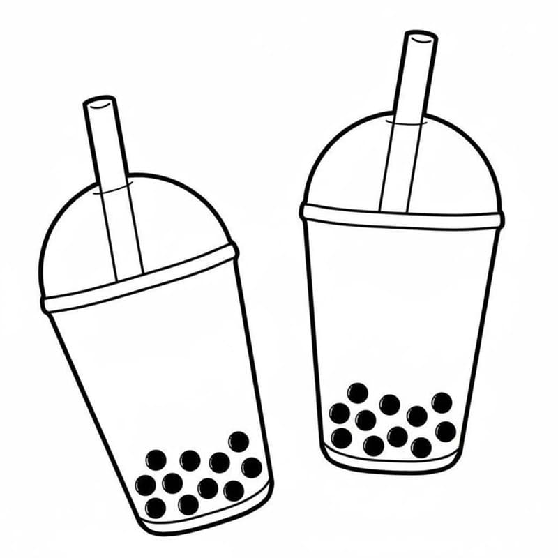 Fise de colorat cu Desenează Bubble Tea gratuit uşor