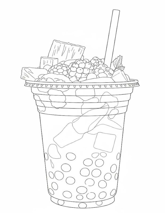 Fise de colorat cu Desenează Bubble Tea imprimabil bazic