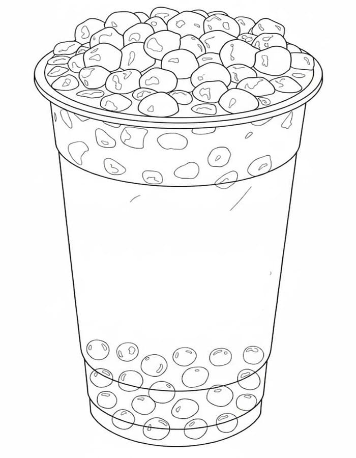 Fise de colorat cu Desenează Bubble Tea imprimabil gratuit simplu