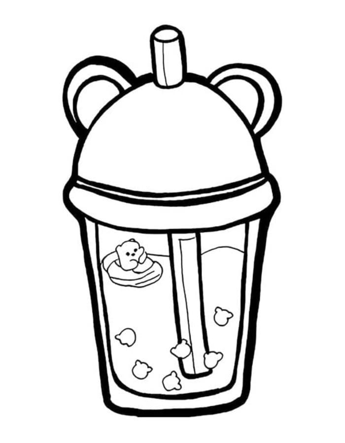 Fise de colorat cu Desenează Bubble Tea imprimabil gratuit uşor