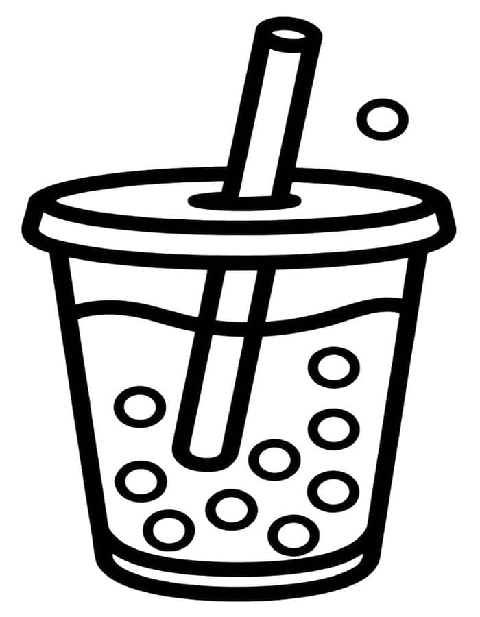 Fise de colorat cu Desenează Bubble Tea imprimabil pentru copii