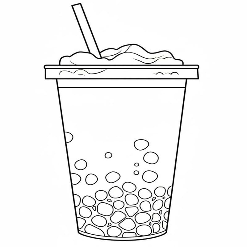 Fise de colorat cu Desenează Bubble Tea imprimabil simplu