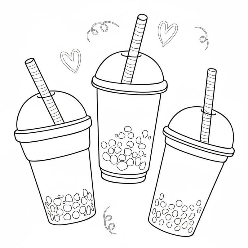 Fise de colorat cu Desenează Bubble Tea uşor